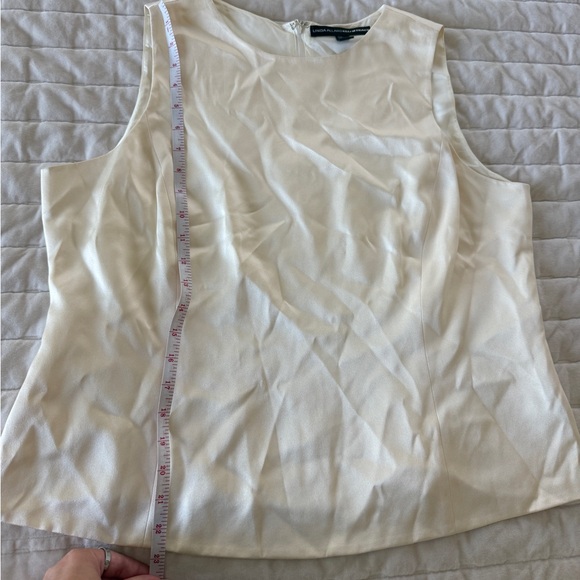 Linda Allard Ellen Tracy cream ivory silk sleeveless back zip Top blouse size 16 - Picture 6 of 7